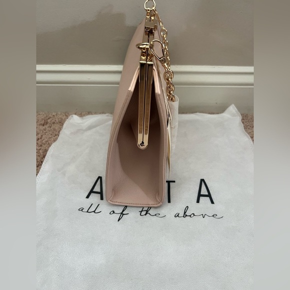 NWT new Anthropologie Aota Nicky shoulder bag faux leather pink gold crossbody - Picture 9 of 17